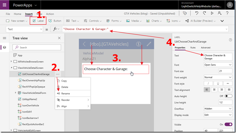 Capps_PowerApps03_09LblChooseCharAndGarage